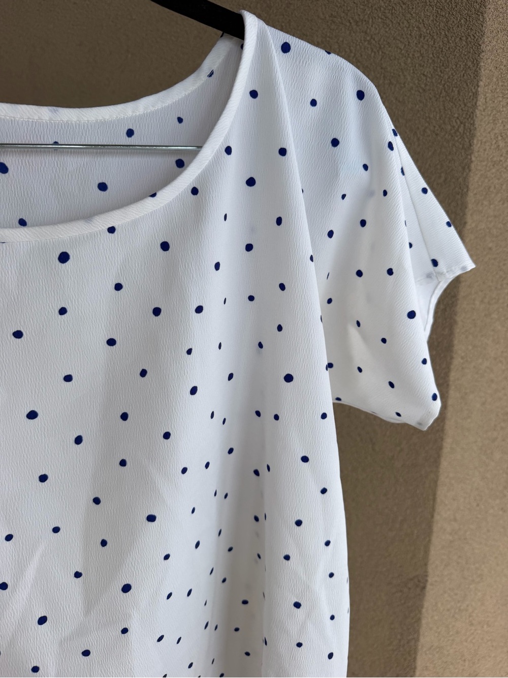 Vintage White and Blue Polka Dot Short Sleeve Blouse Size M - Picture 4 of 7